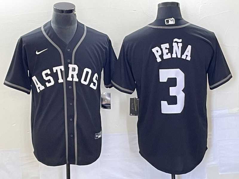 Men%27s Houston Astros #3 Jeremy Pena Black Cool Base Stitched Baseball Jersey